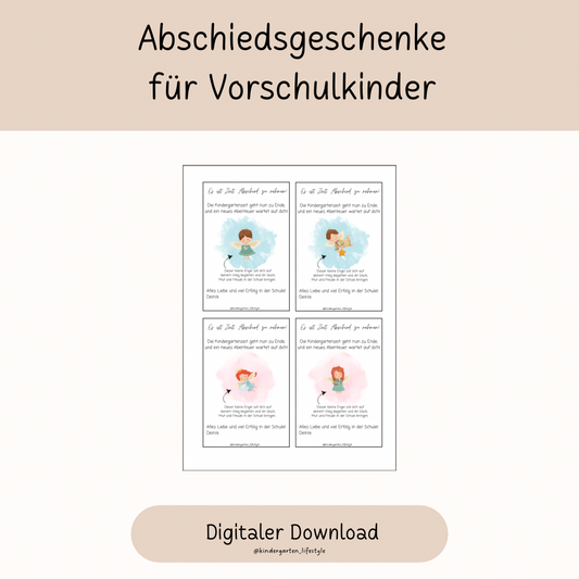 Abschiedsgeschenk für Vorschulkinder