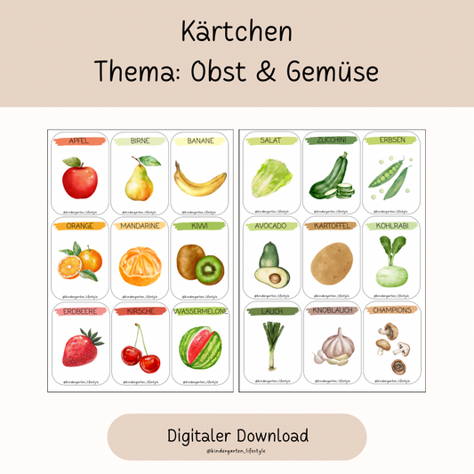 Kärtchen Thema: Obst & Gemüse