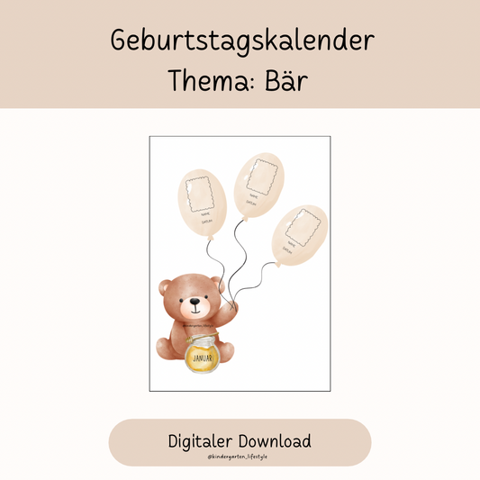 Geburtstagskalender Thema: Bär