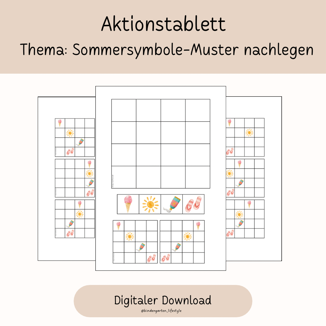 Aktiontablett Thema: Sommersymbole- Muster nachlegen