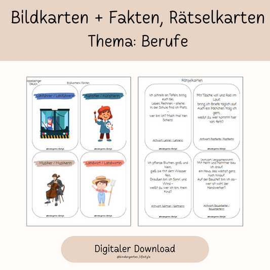 Bildkarten+ Fakten, Rätselkarten Thema: Berufe