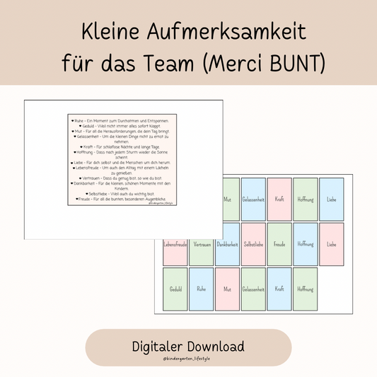 Kleine Aufmerksamkeit für das Team (Merci bunt)