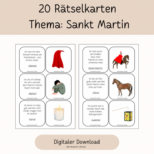 20 Rätselkarten Thema: Sankt Martin