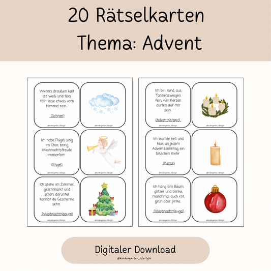20 Rätselkarten Thema: Advent
