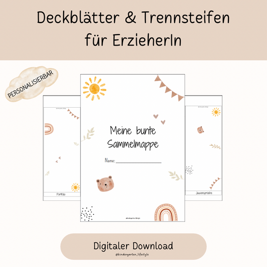 Deckblatt & Trennstreifen Für ErzieherIn (personalisierbar)