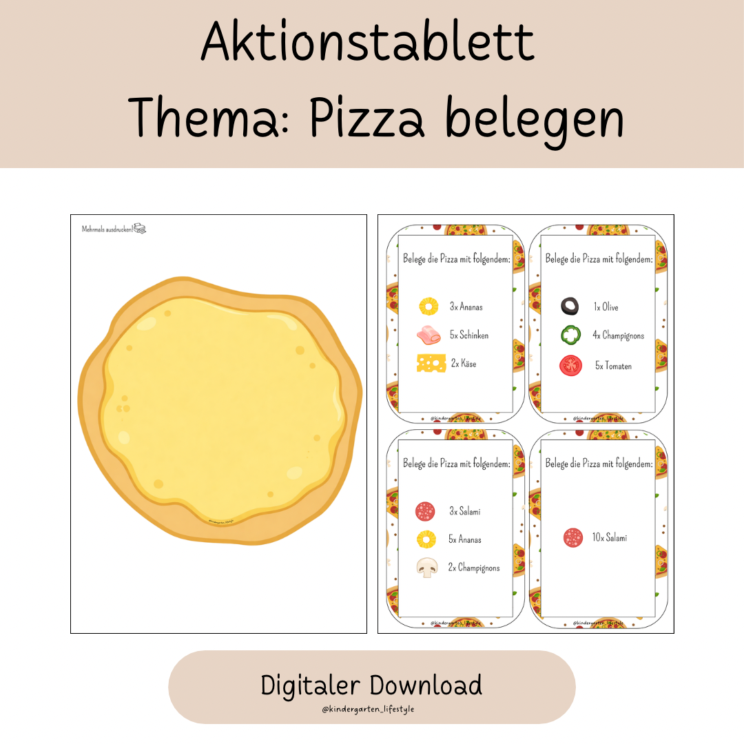 Aktionstablett Thema: Pizza belegen