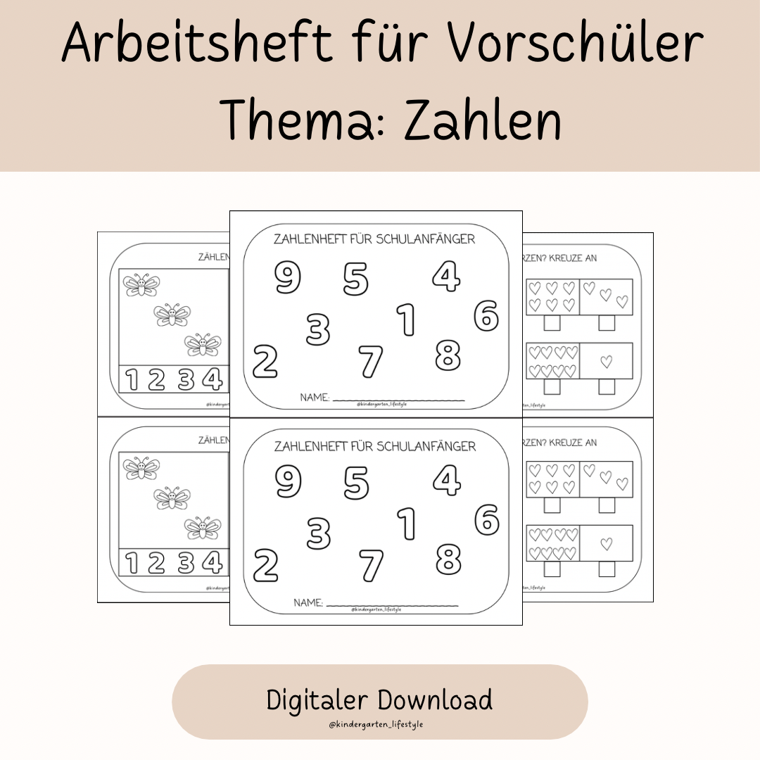 Arbeitsheft für Vorschüler Thema: Zahlen