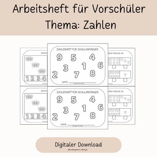 Arbeitsheft für Vorschüler Thema: Zahlen