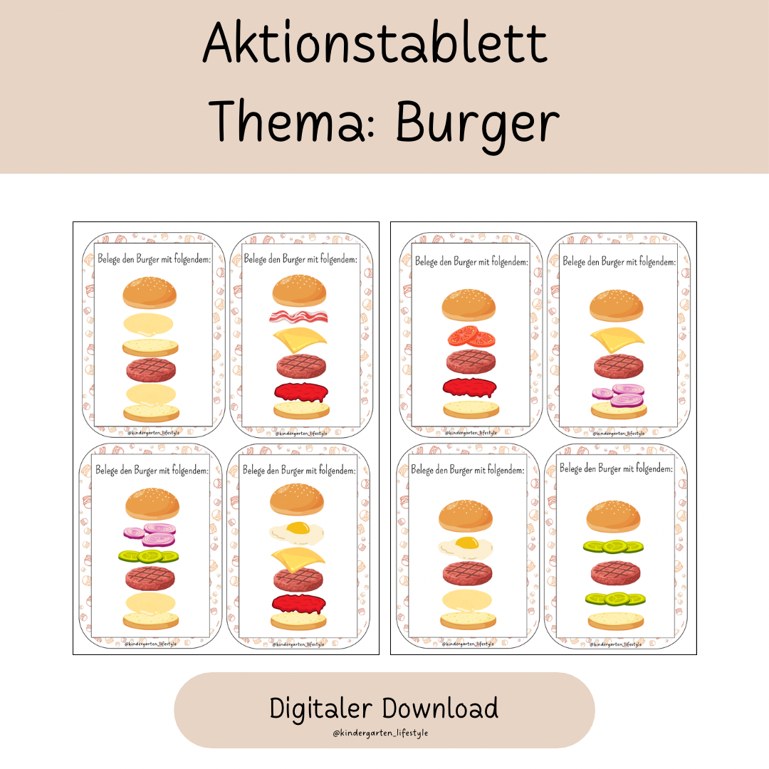 Aktionstablett Thema: Burger