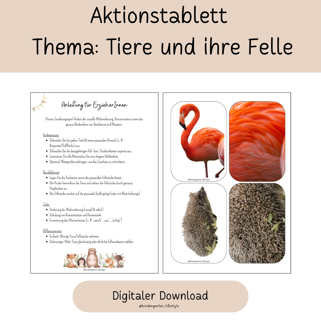 Aktionstablett 
Thema: Tiere und ihre Felle