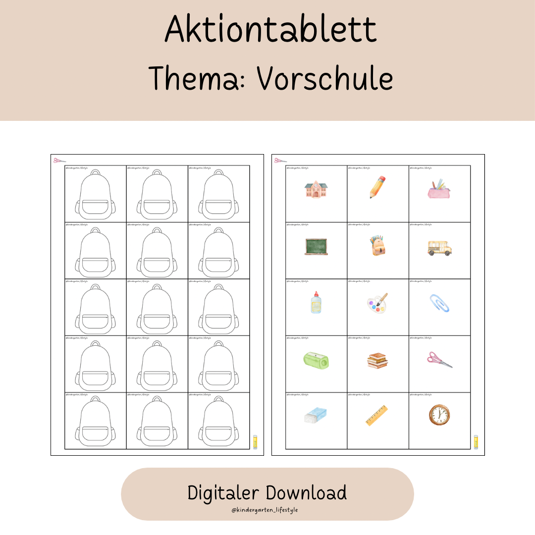 Aktionstablett Thema: Vorschule