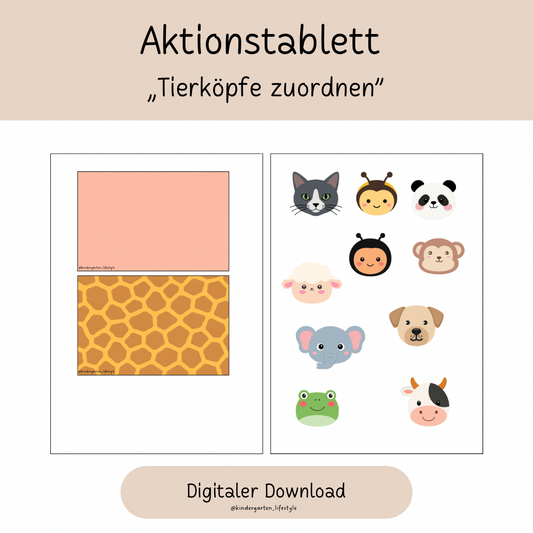 Aktionstablett  „Tierköpfe zuordnen”
