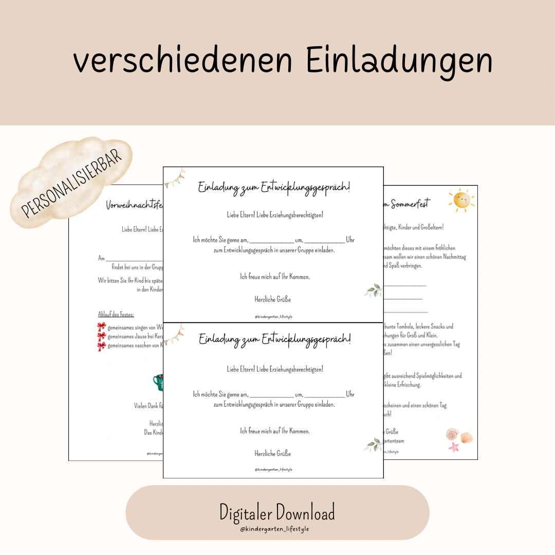 Verschiedene Einladungen (personalisierbar)
