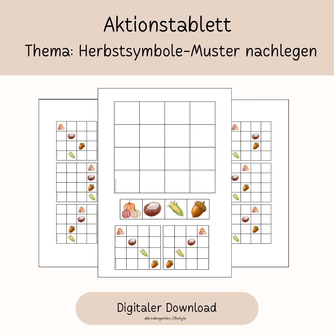 Aktionstablett Thema: Herbstysymbole-Muster nachlegen