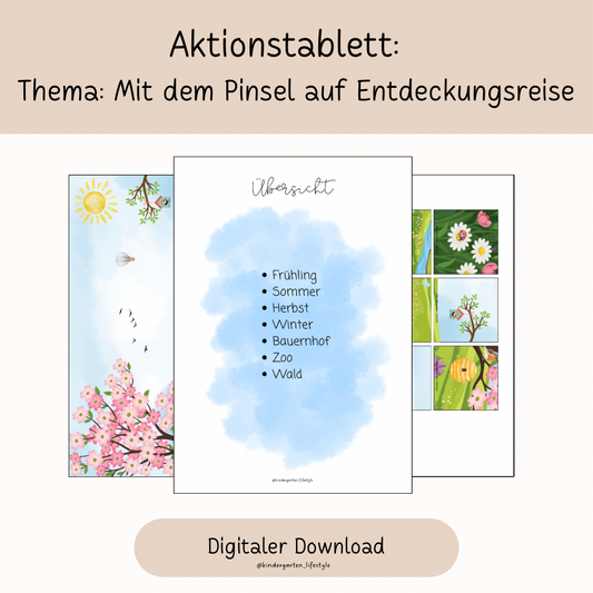 Aktionstablett:  Thema: Mit dem Pinsel auf Entdeckungsreise